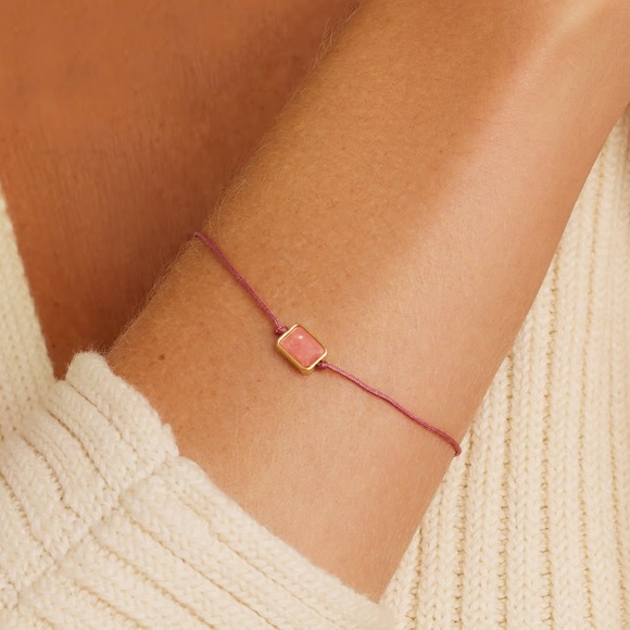 GORJANA Power Gemstone Octagon Rhodochrosite Bracelet 18k Gold Plated Pink Peace - Picture 4 of 8